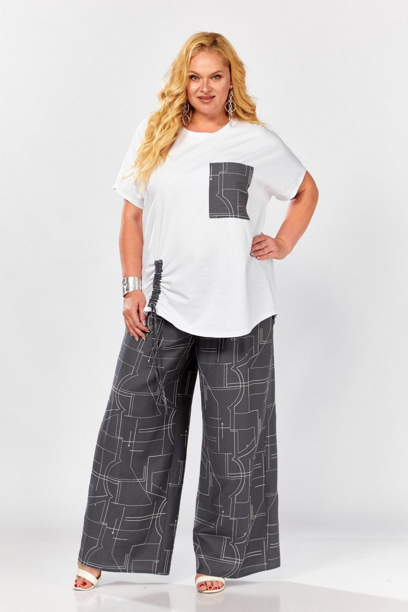 Брючный комплект Koketka i K 1297-1 серый+белый