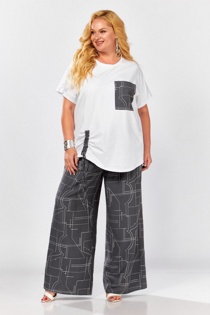 Брючный комплект Koketka i K 1297-1 серый+белый