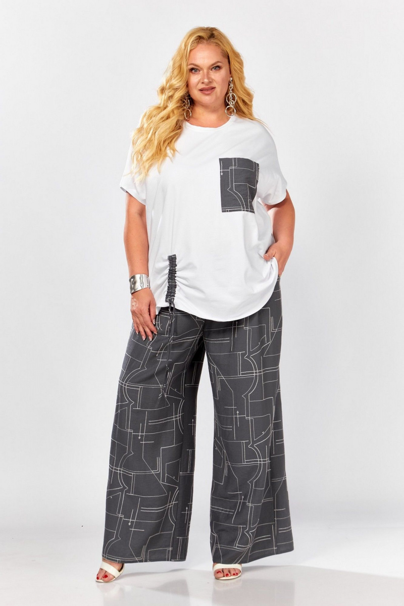 Брючный комплект Koketka i K 1297-1 серый+белый