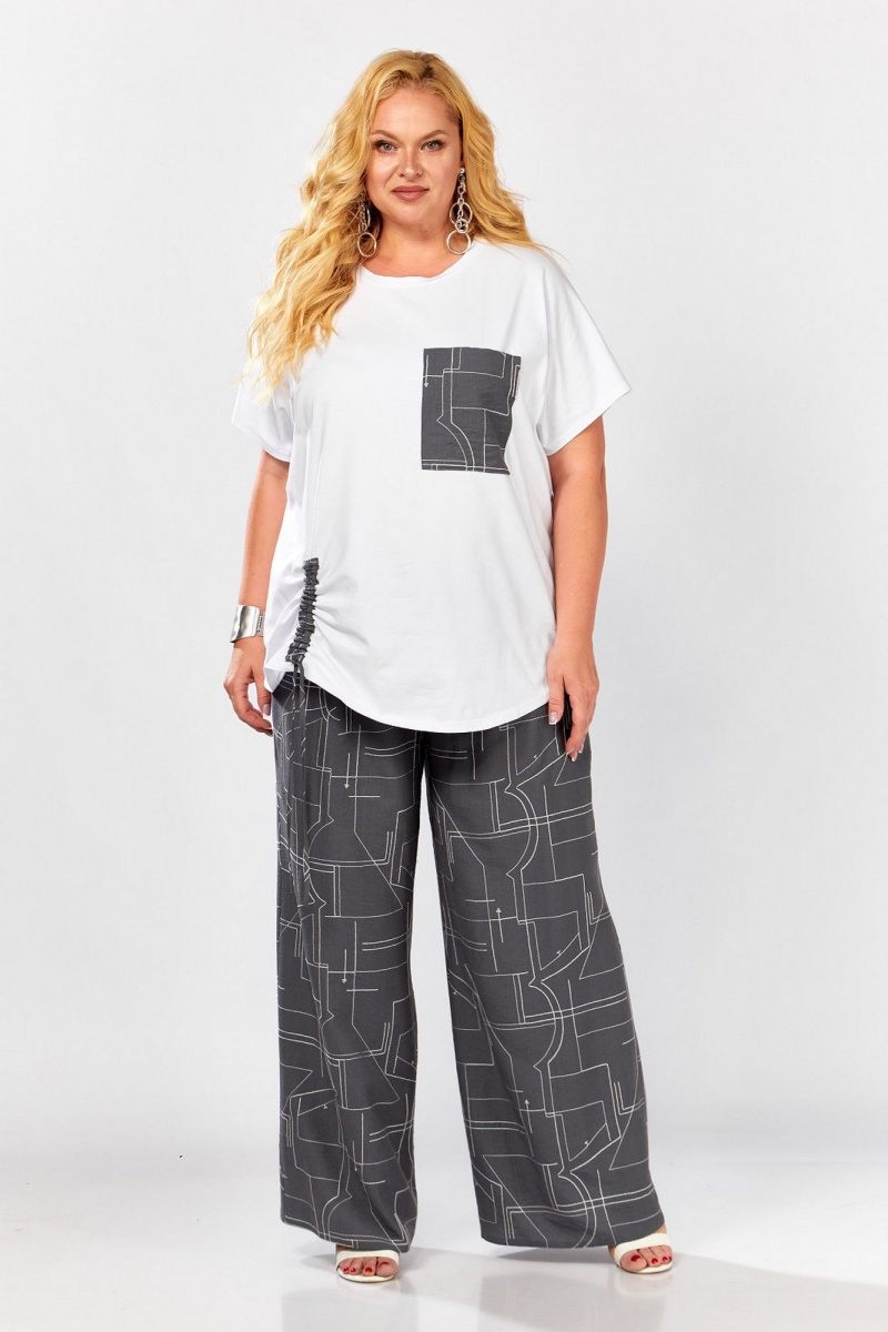 Брючный комплект Koketka i K 1297-1 серый+белый