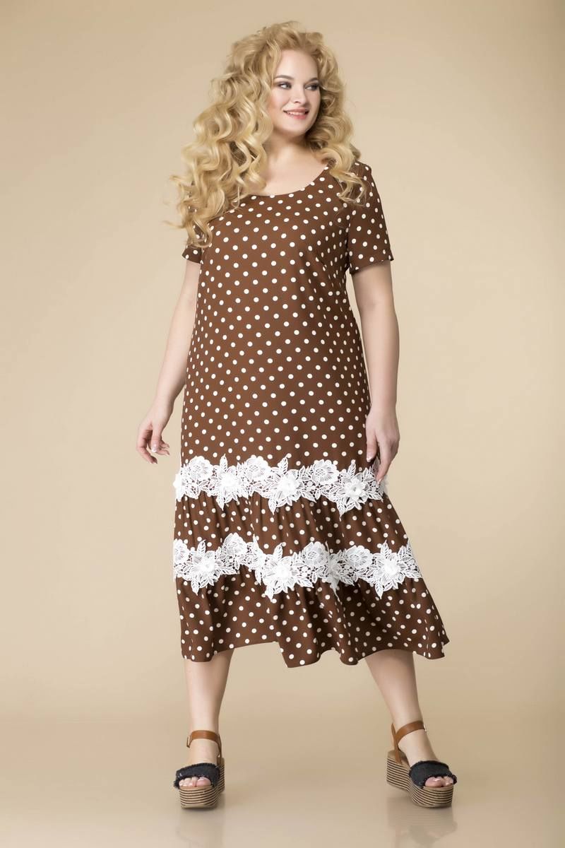 Платья Romanovich Style 1-2108 коричневый\белый