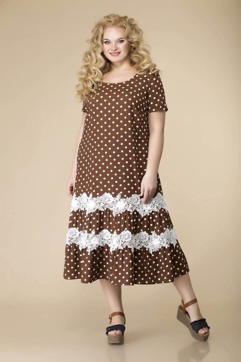 Платья Romanovich Style 1-2108 коричневый\белый