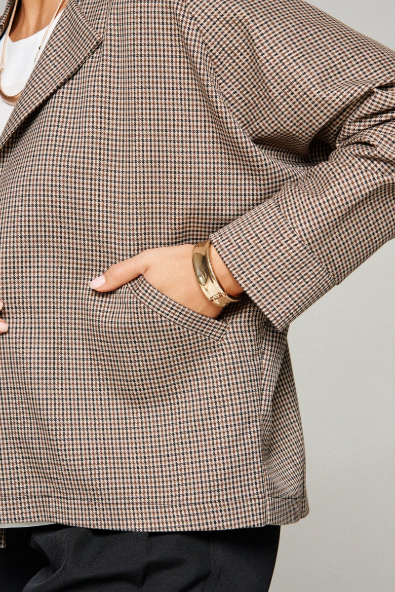 Брючный костюм Beautiful&Free 6345 бежевая_клетка