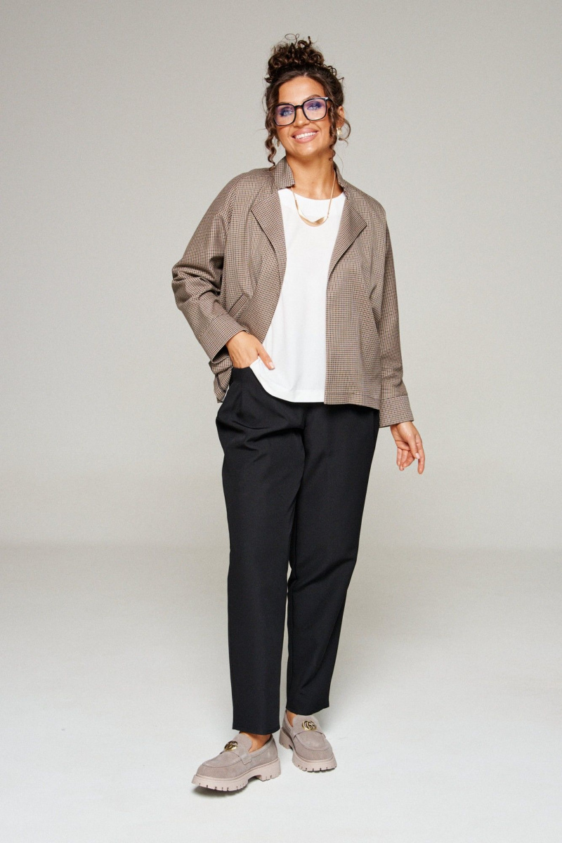 Брючный костюм Beautiful&Free 6345 бежевая_клетка