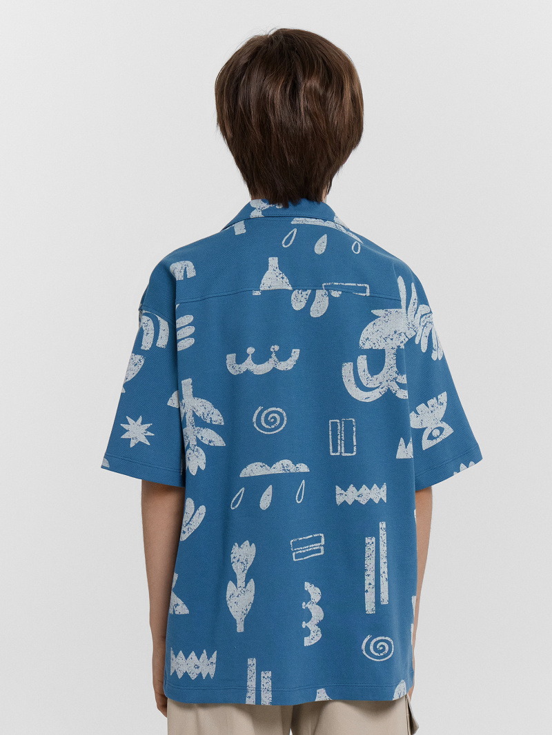 Рубашки с коротким рукавом Mark Formelle 113445/24-31873П-11 узоры_на_пепельно_синем