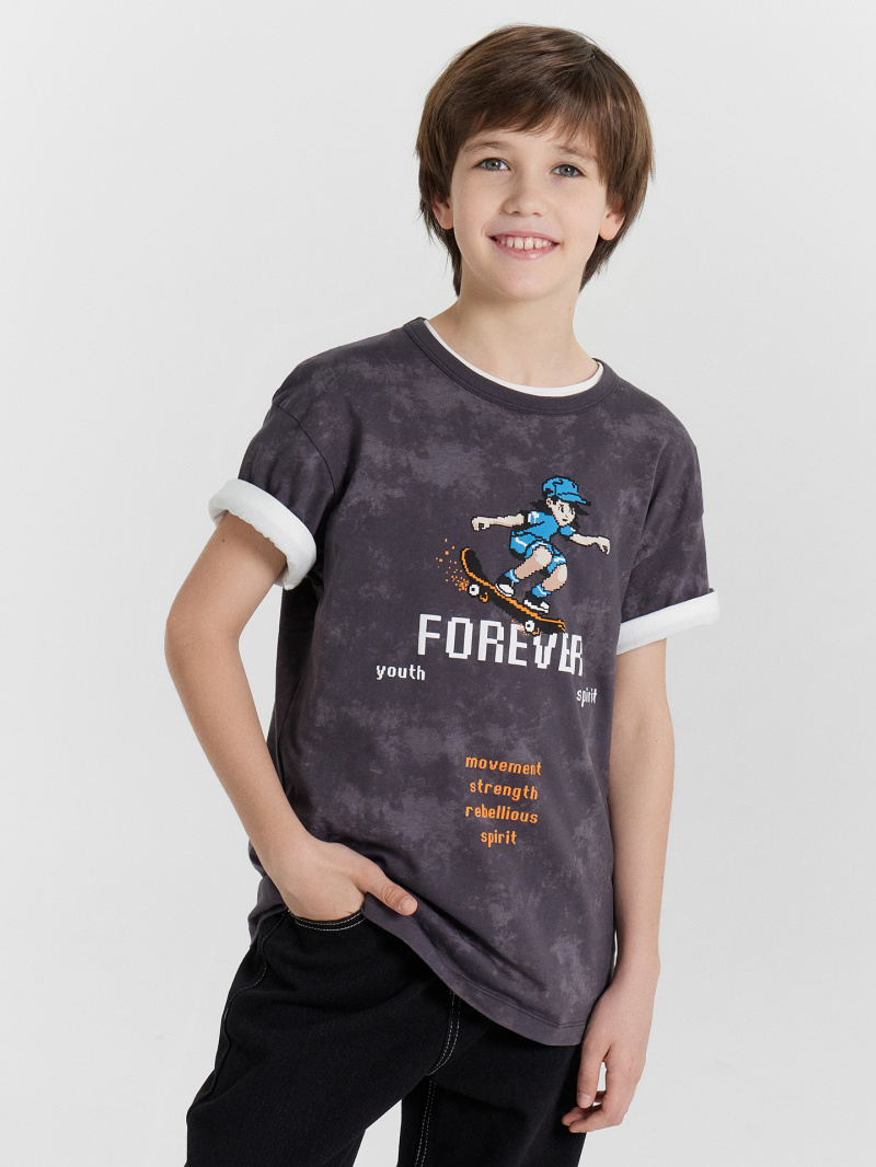 Майки Mark Formelle 113448/24-32723ПП-0 серый_acid_wash_печать_3_сл_на_пол