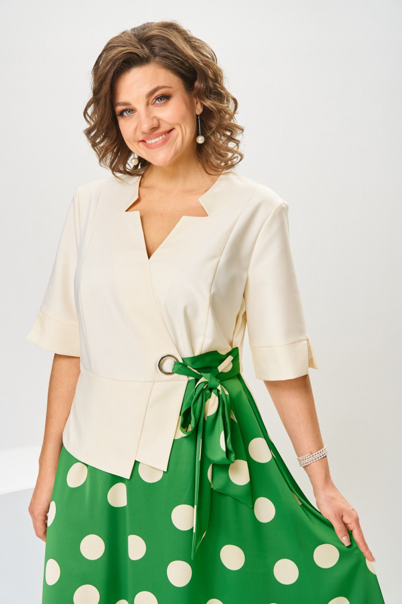 Платья Romanovich Style 1-2798 зеленый/горох