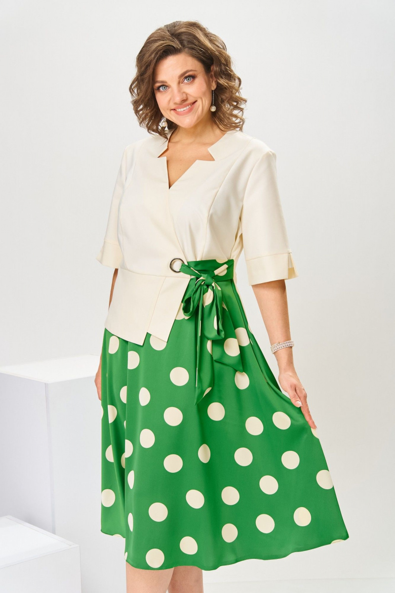 Платья Romanovich Style 1-2798 зеленый/горох