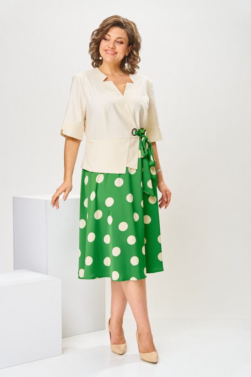 Платья Romanovich Style 1-2798 зеленый/горох