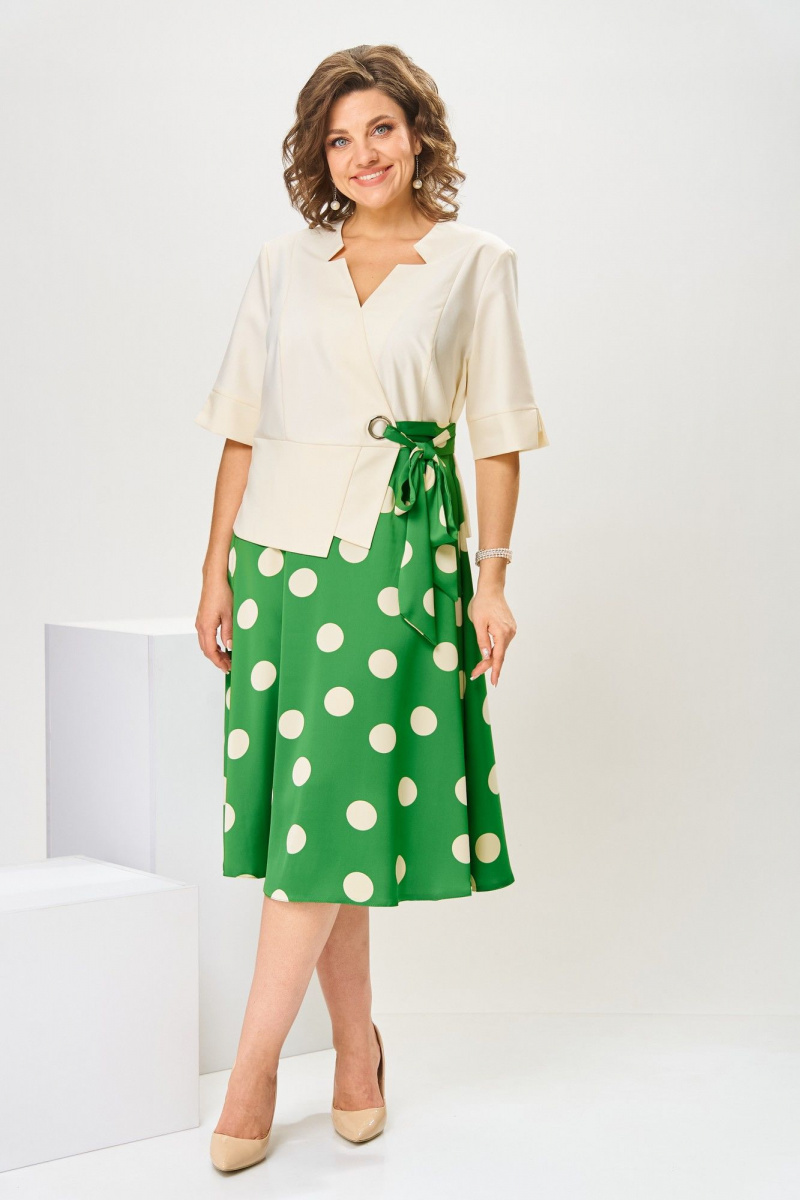 Платья Romanovich Style 1-2798 зеленый/горох