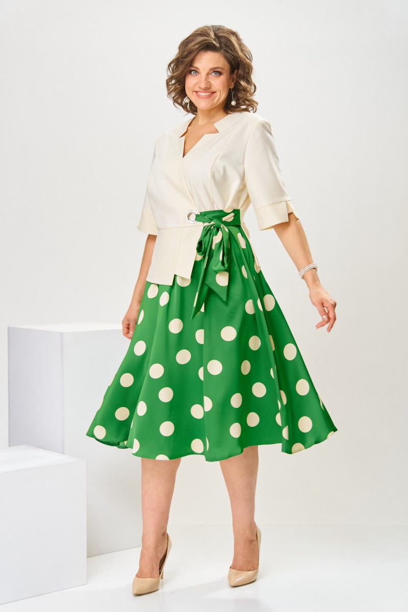 Платья Romanovich Style 1-2798 зеленый/горох