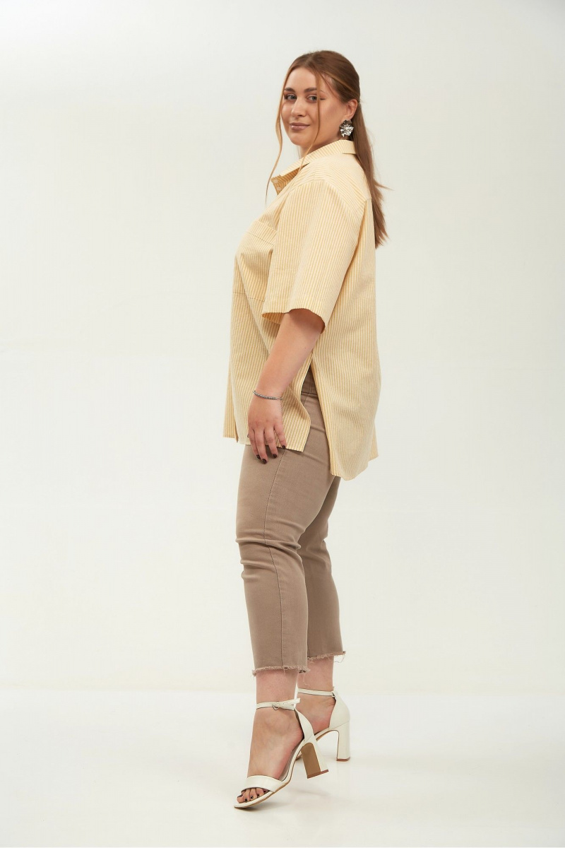 Рубашки Avenue Fashion 0338-1 полоска_желтый+молочный
