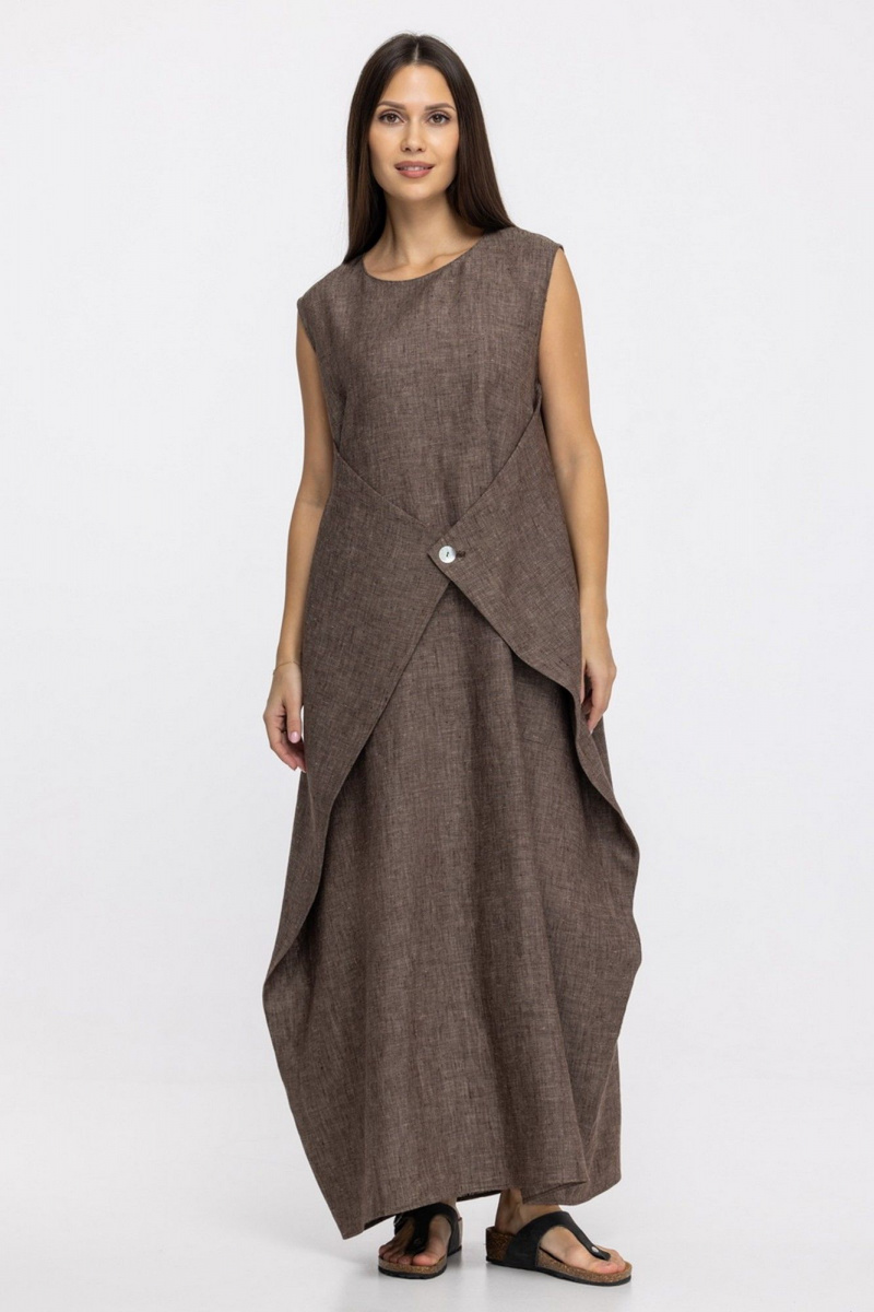 Платья FASHION CENTRE Л-4010 серо-коричневый