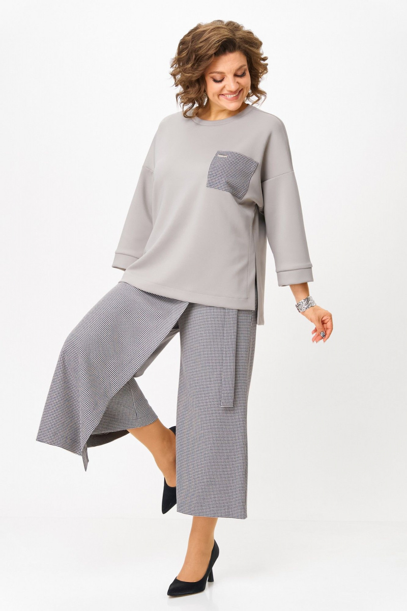 Брючный комплект Michel chic 1362/2 серый,клетка