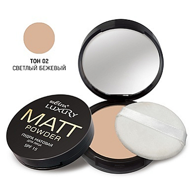 Пудры Belita Пудра матовая д/лица SPF 15 тон 02 светлый бежевый, линия LUXURY, Поль