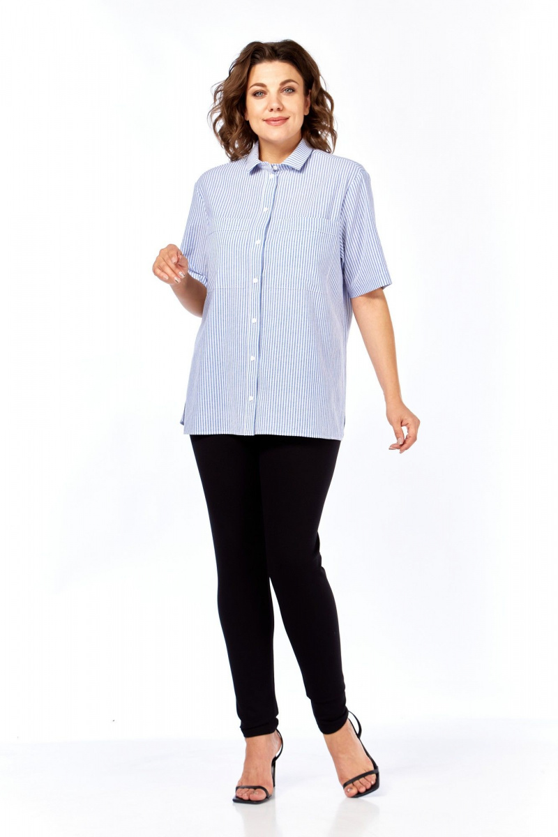 Рубашки Avenue Fashion 0338-3 полоска, синий+молочный
