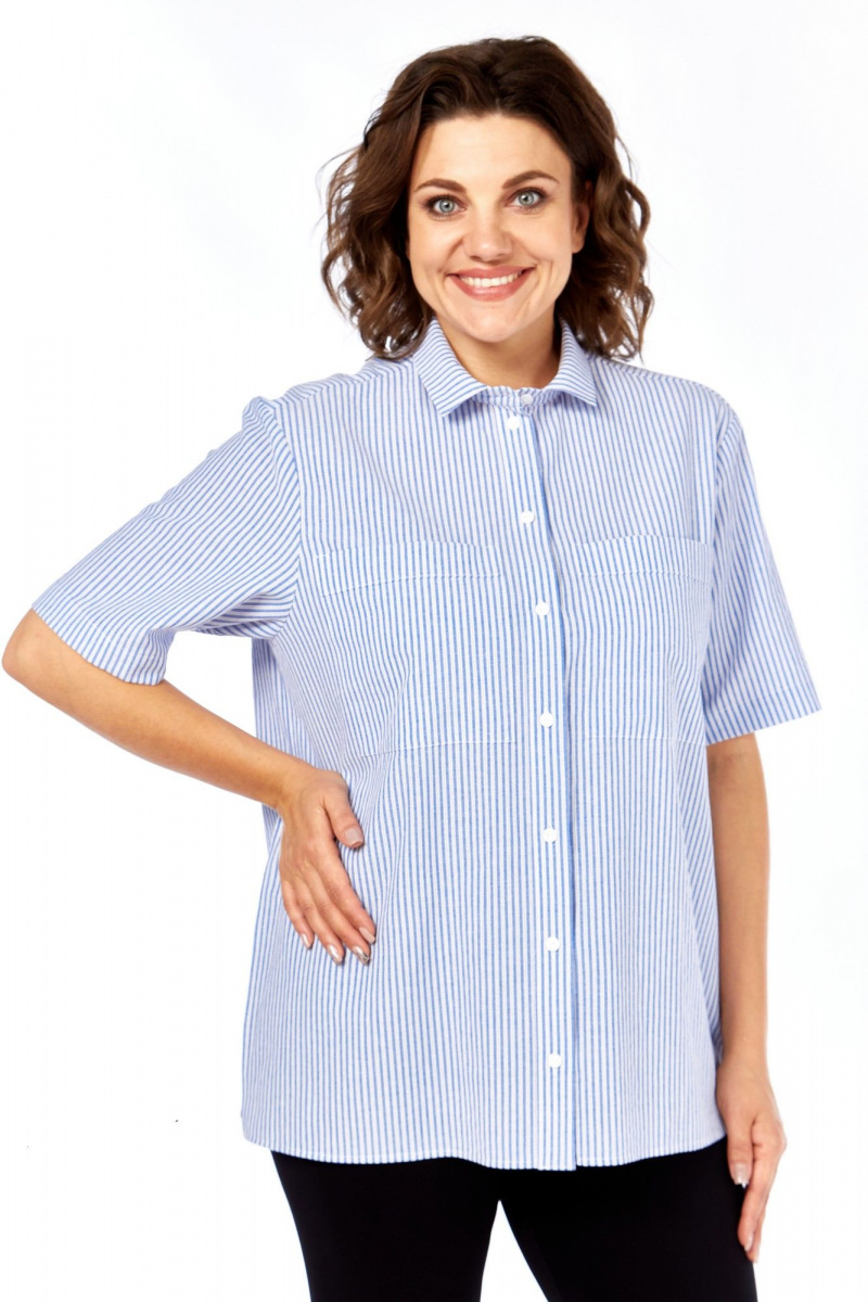 Рубашки Avenue Fashion 0338-3 полоска, синий+молочный