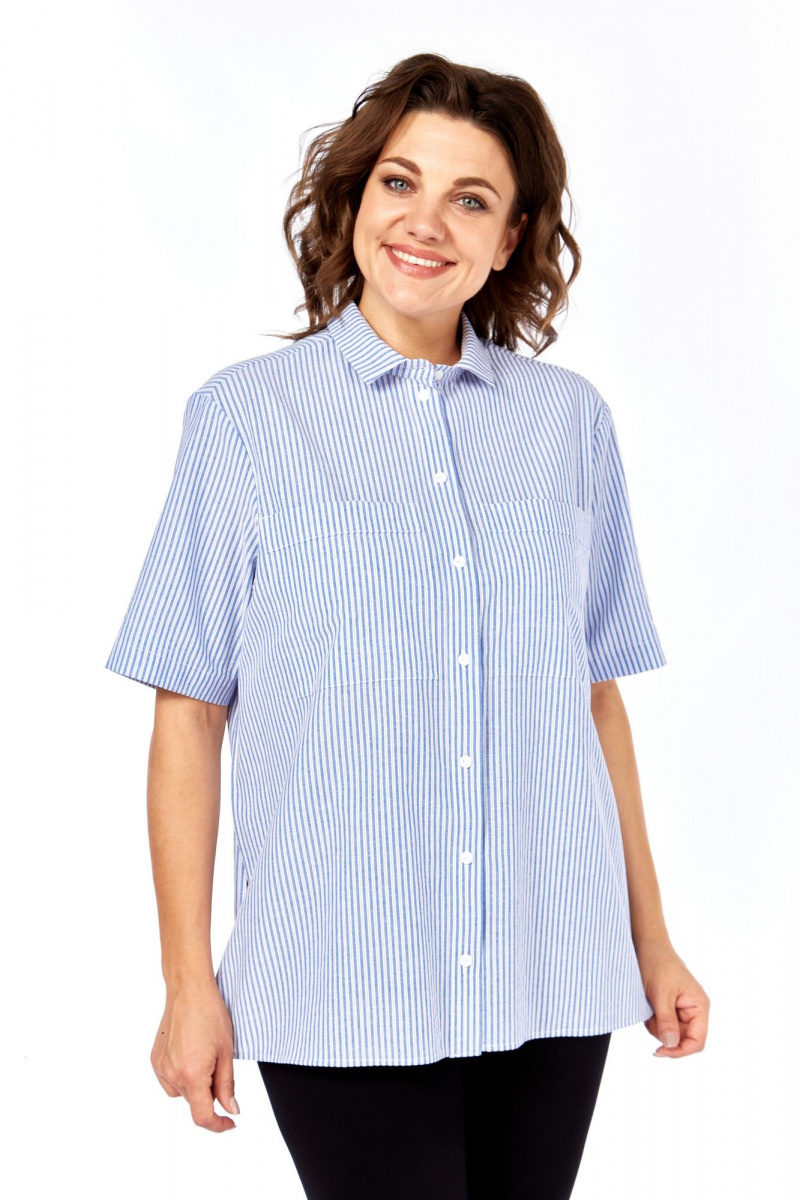 Рубашки Avenue Fashion 0338-3 полоска, синий+молочный