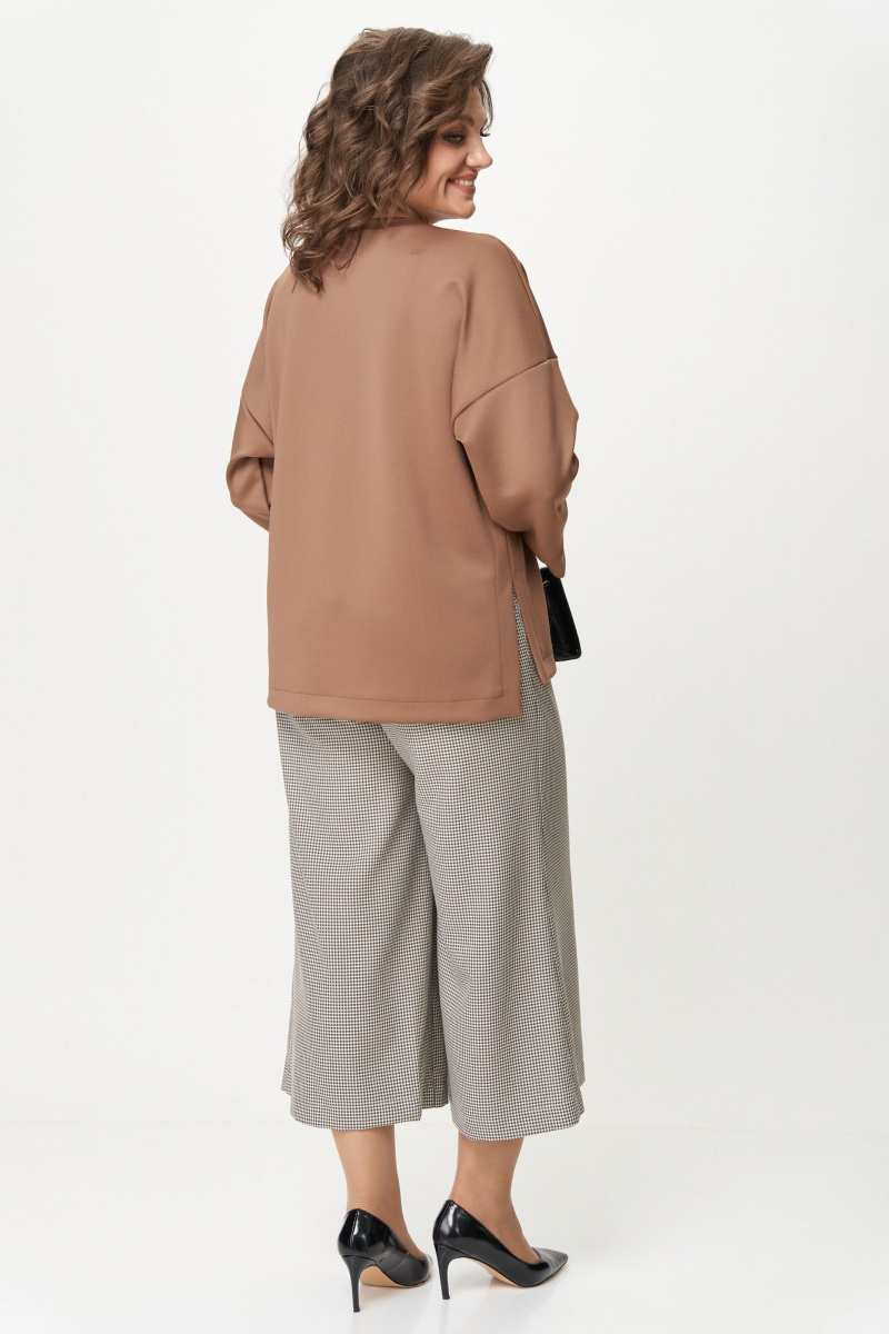 Брючный комплект Michel chic 1362/2 коричневый,клетка