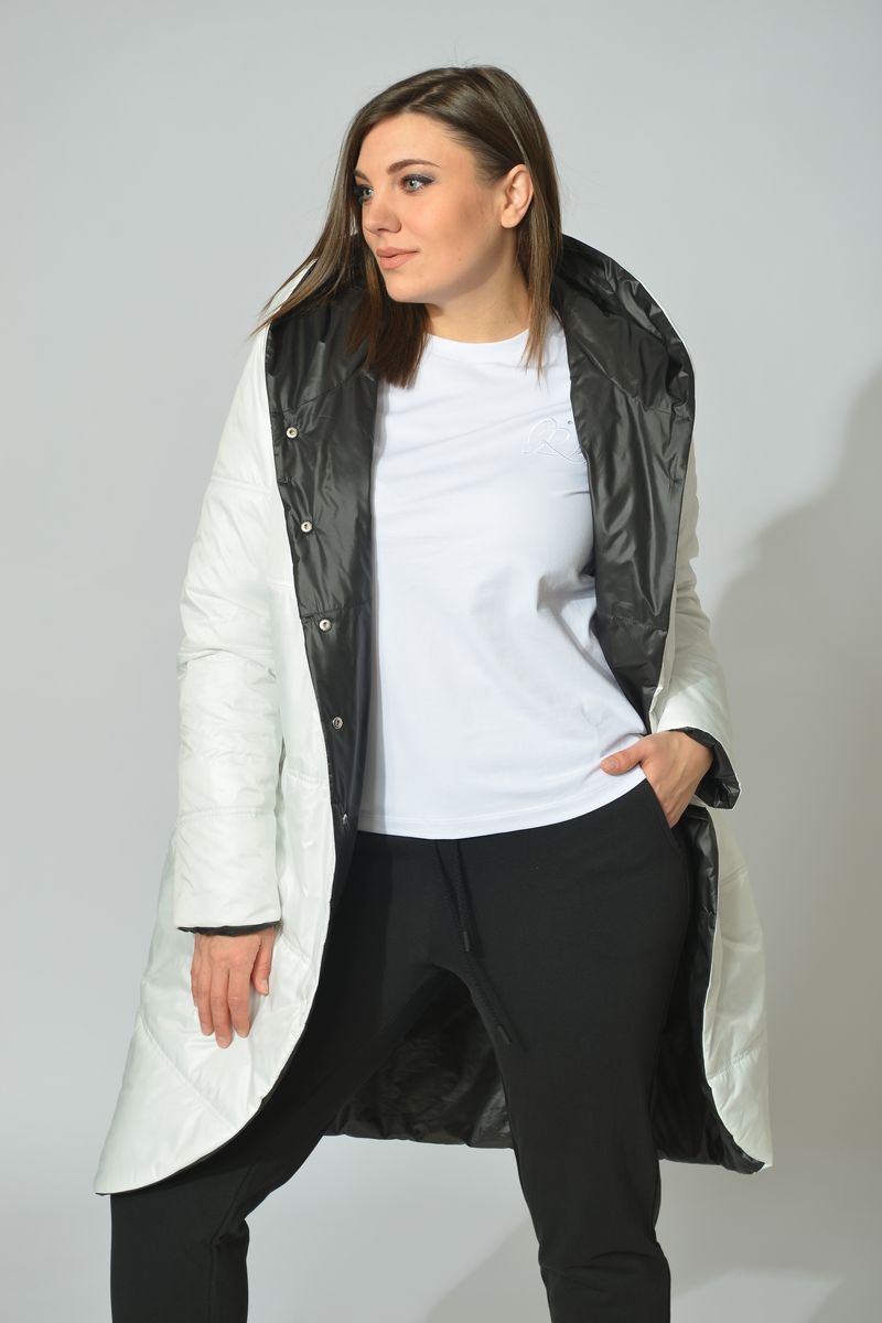 Женское пальто Диомант 1328 бело-черный
