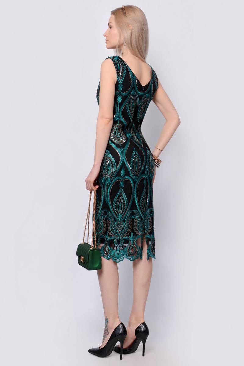 Платье PATRICIA by La Cafe C14596-1 черный,зеленый,золотистый