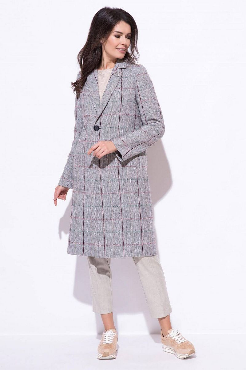 Женское пальто ElectraStyle 4-5642-011 сер-бел