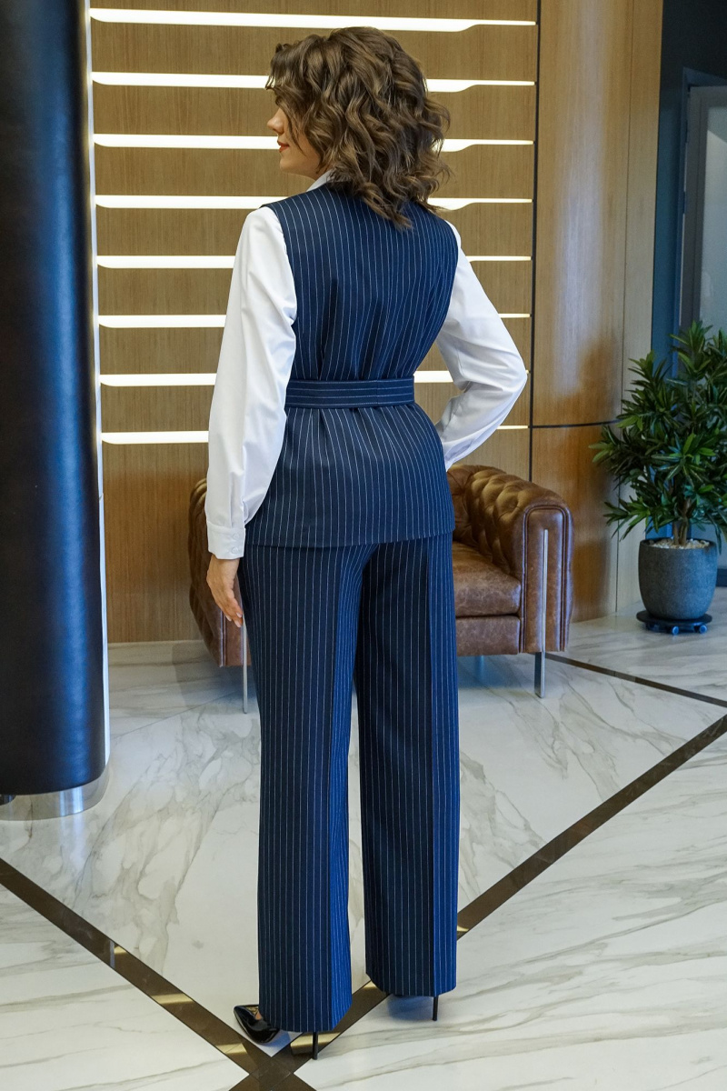 Брючный комплект Alani Collection 2411 синий_полоска-белый