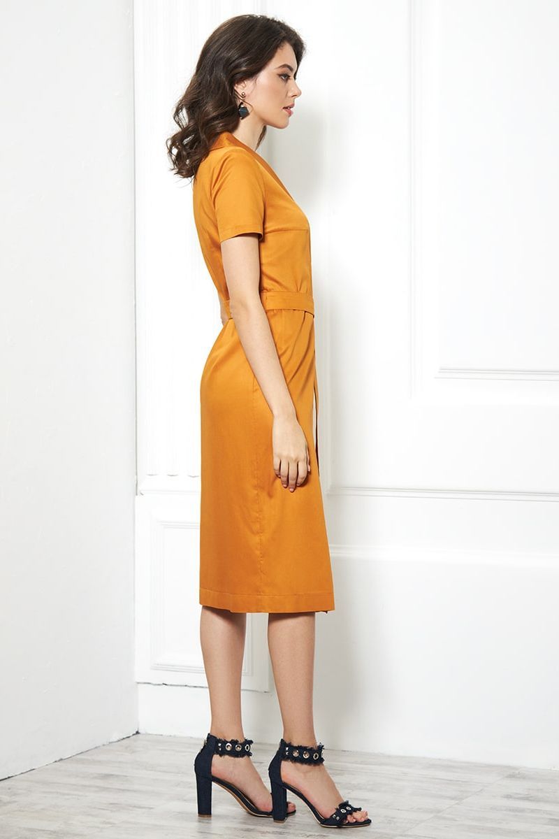 Платье с поясом AYZE 1647 оранжевый