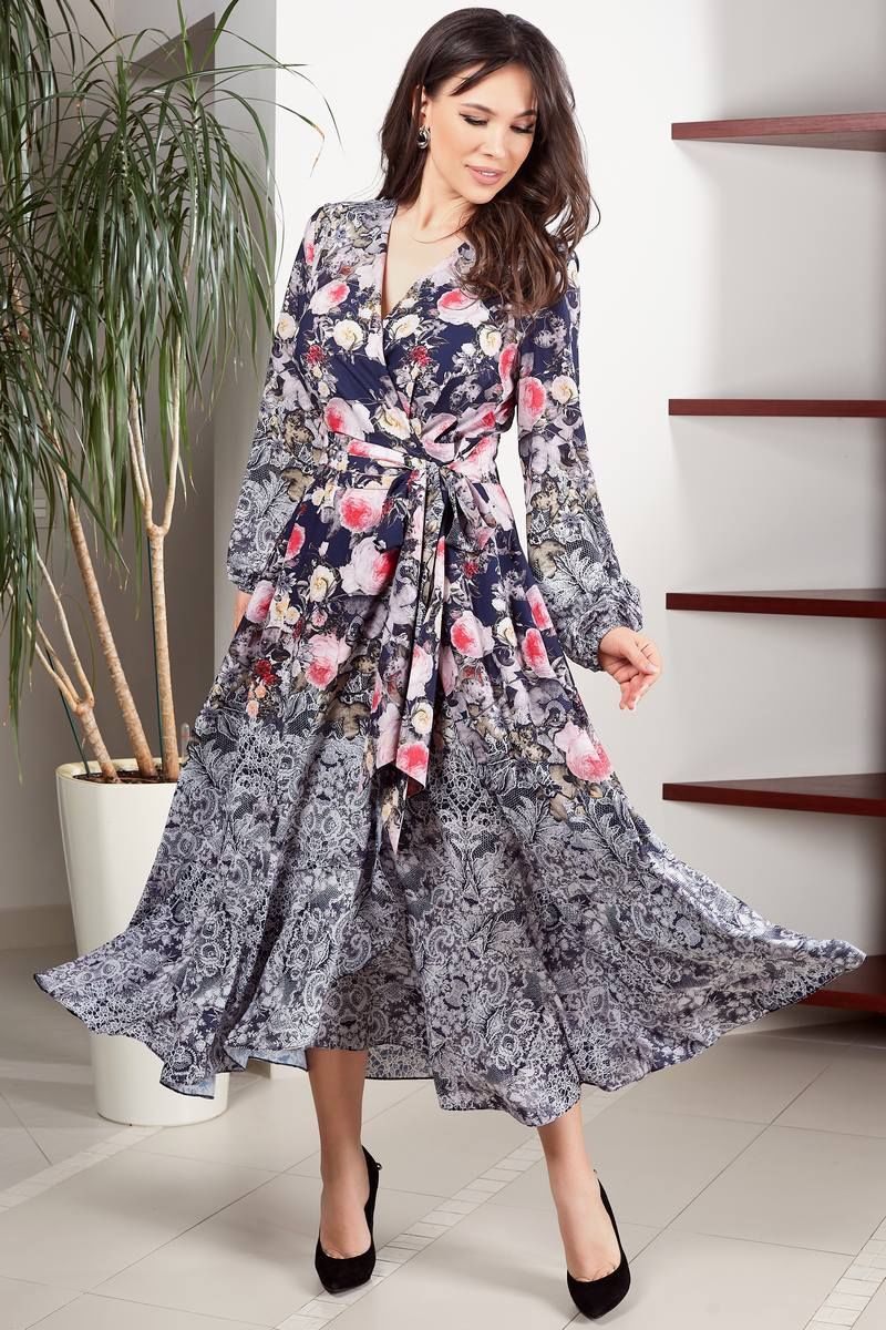 Платье Teffi Style L-1417 розовые_цветы