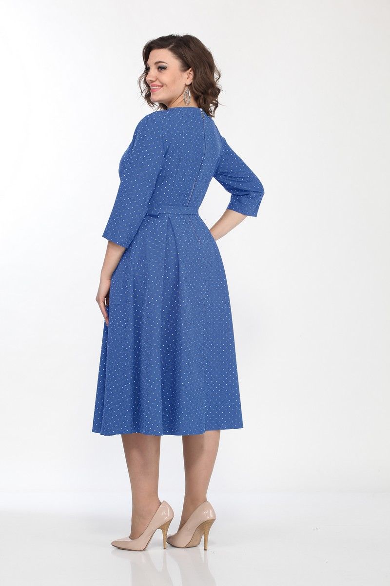 Платье Lady Style Classic 1270/18 синий-горошек