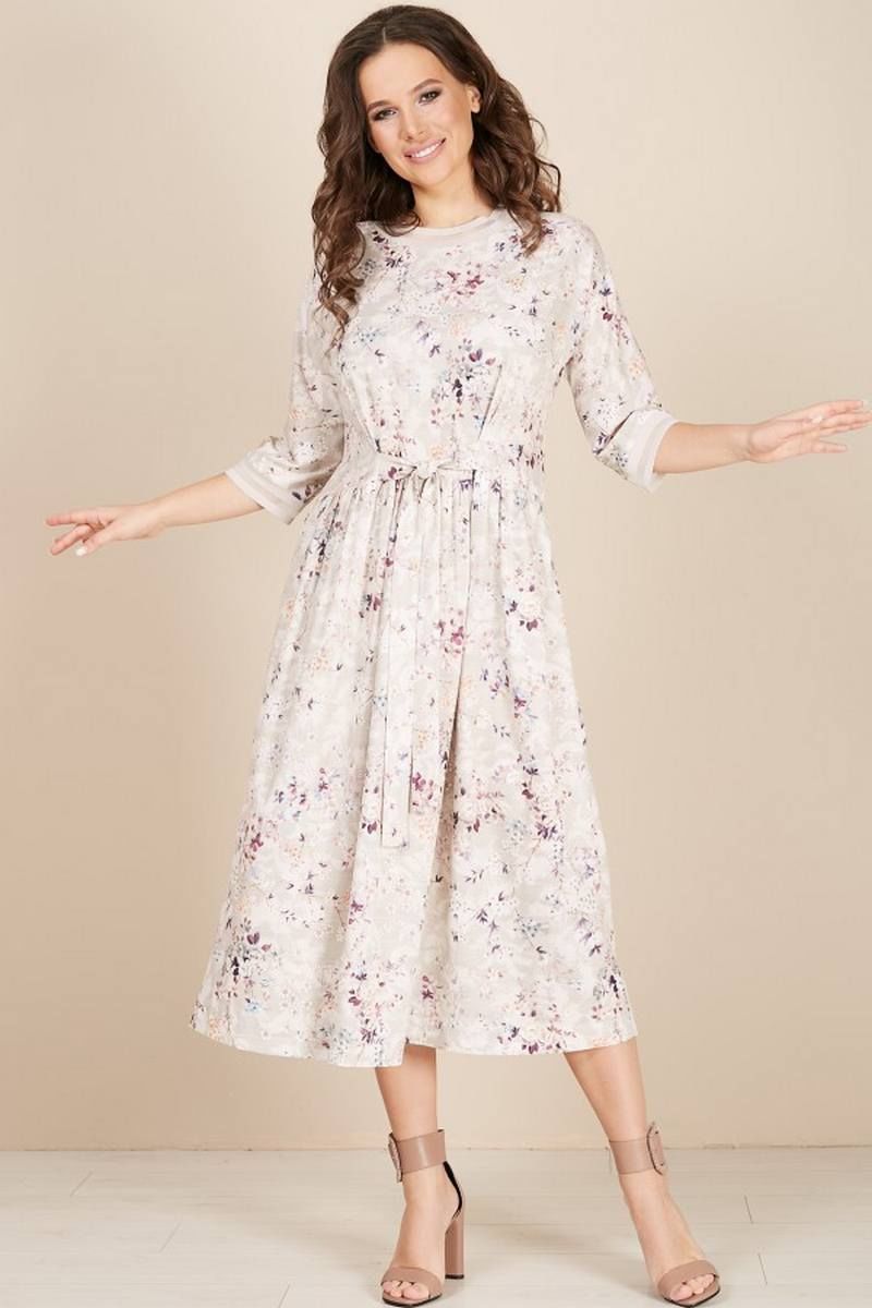 Платье Teffi Style L-1492 серо-бежевый