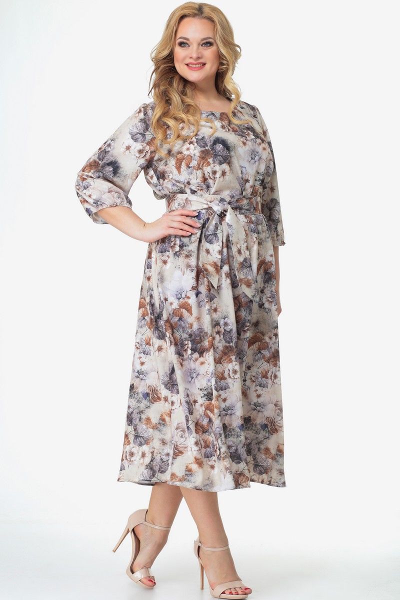 Платье Angelina & Сompany 516 бежевый_цветы