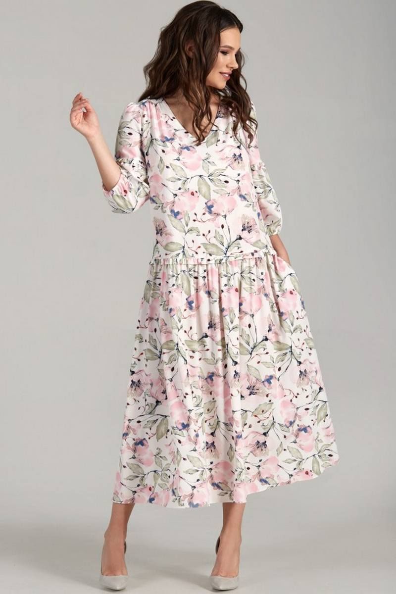 Платье Teffi Style L-1496/1 оливковый_листик