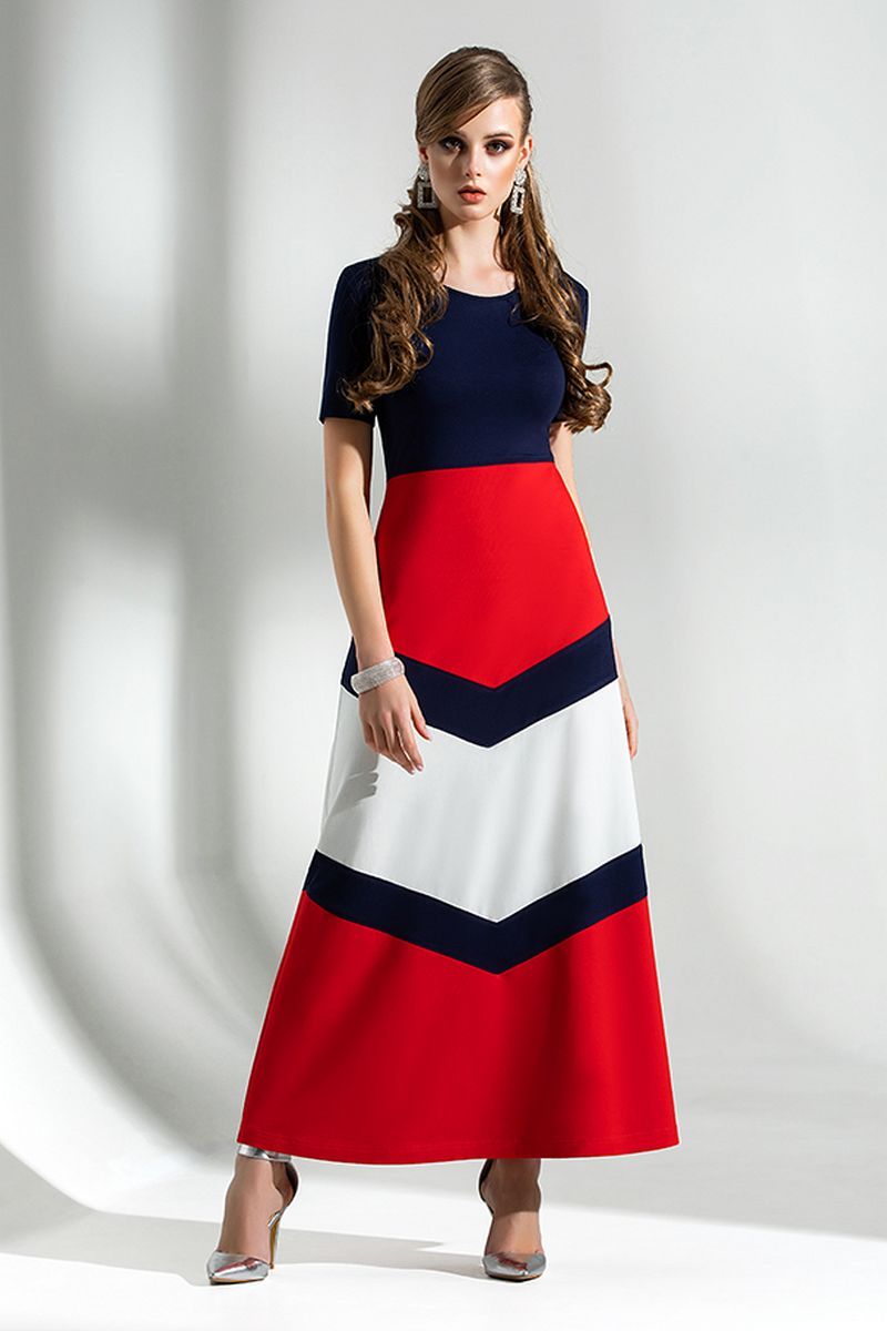 Платье Diva 1283 синий-красн-бел