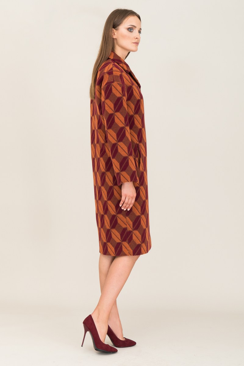 Женское пальто Winkler’s World 529 коричневый/бордовый/оранжевый