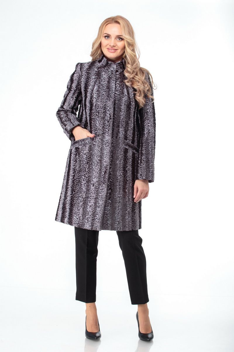 Женское пальто БелЭльСтиль 786 серый-каракуль