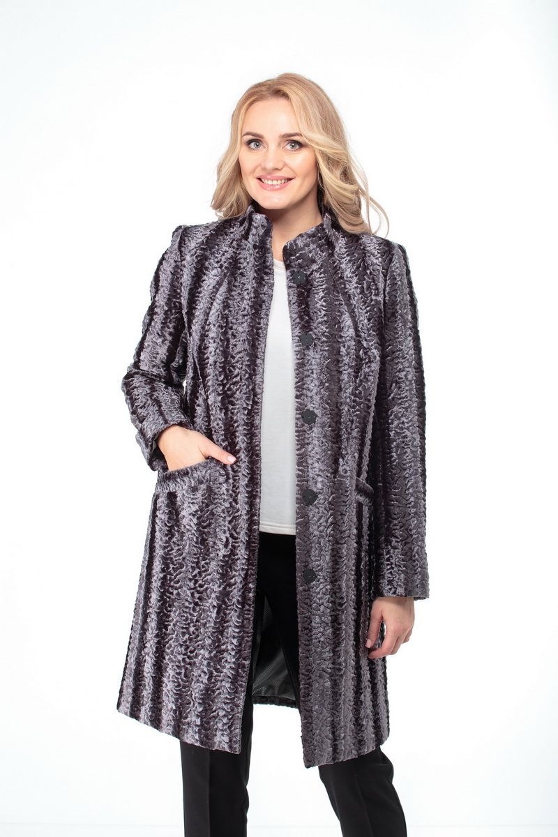 Женское пальто БелЭльСтиль 786 серый-каракуль