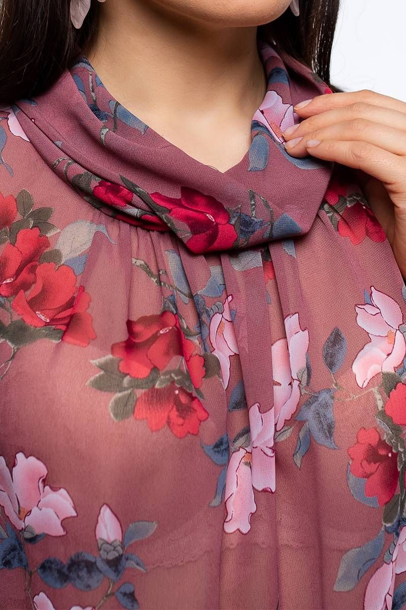Блузы La rouge 6178 розовый-(цветы)