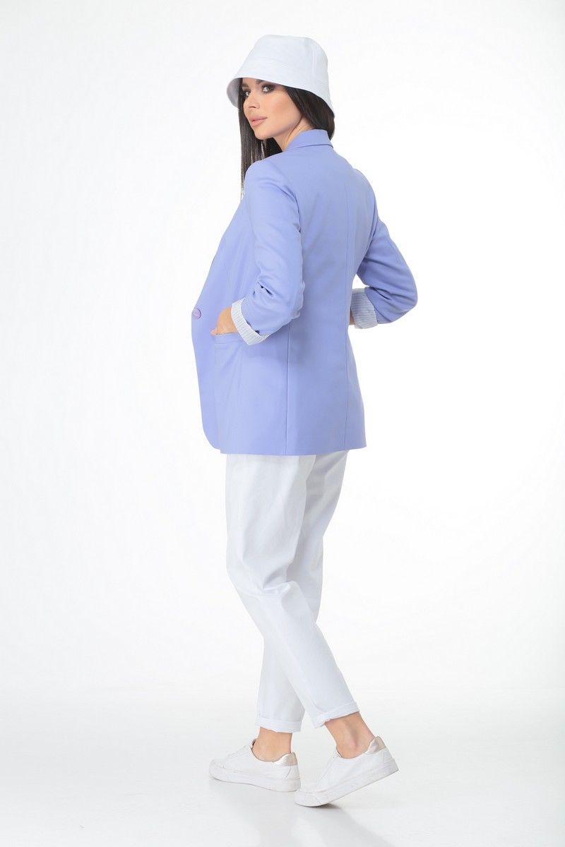 Брючный костюм T&N 7019 голубой-белый