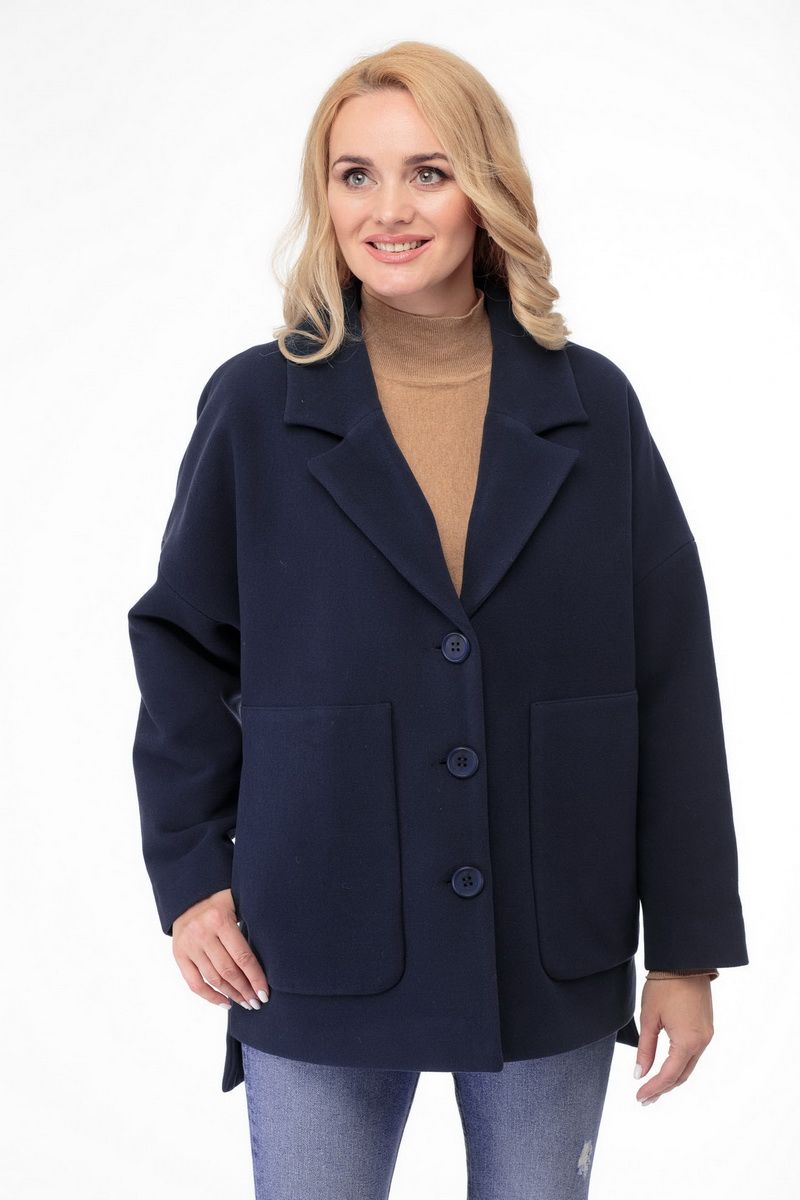 Женское пальто БелЭльСтиль 841 темно-синий