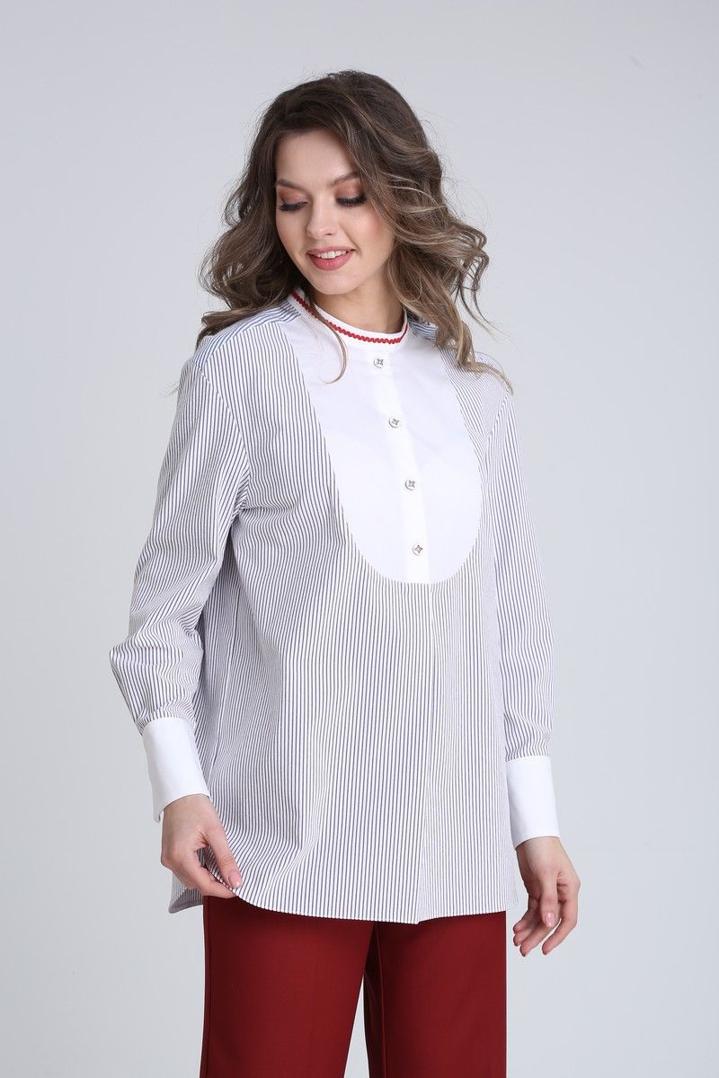 Блузы SandyNa 13951 белый+полоска