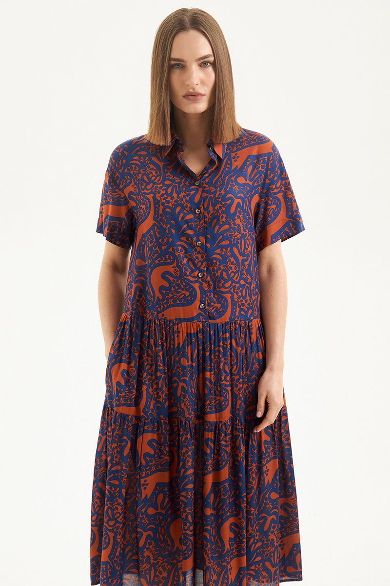 Платье Moveri by Larisa Balunova 5106D синий+оранжевый