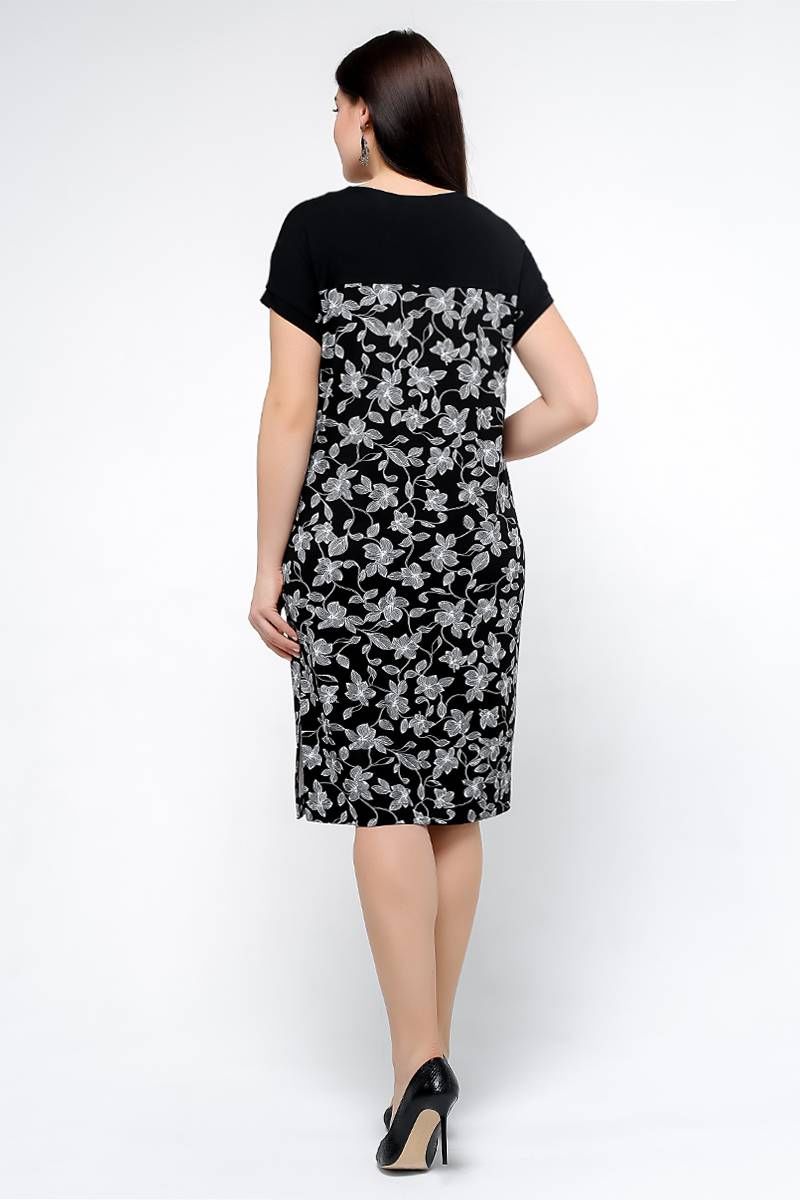 Платье La rouge 5314 черно-белый-(цветы)