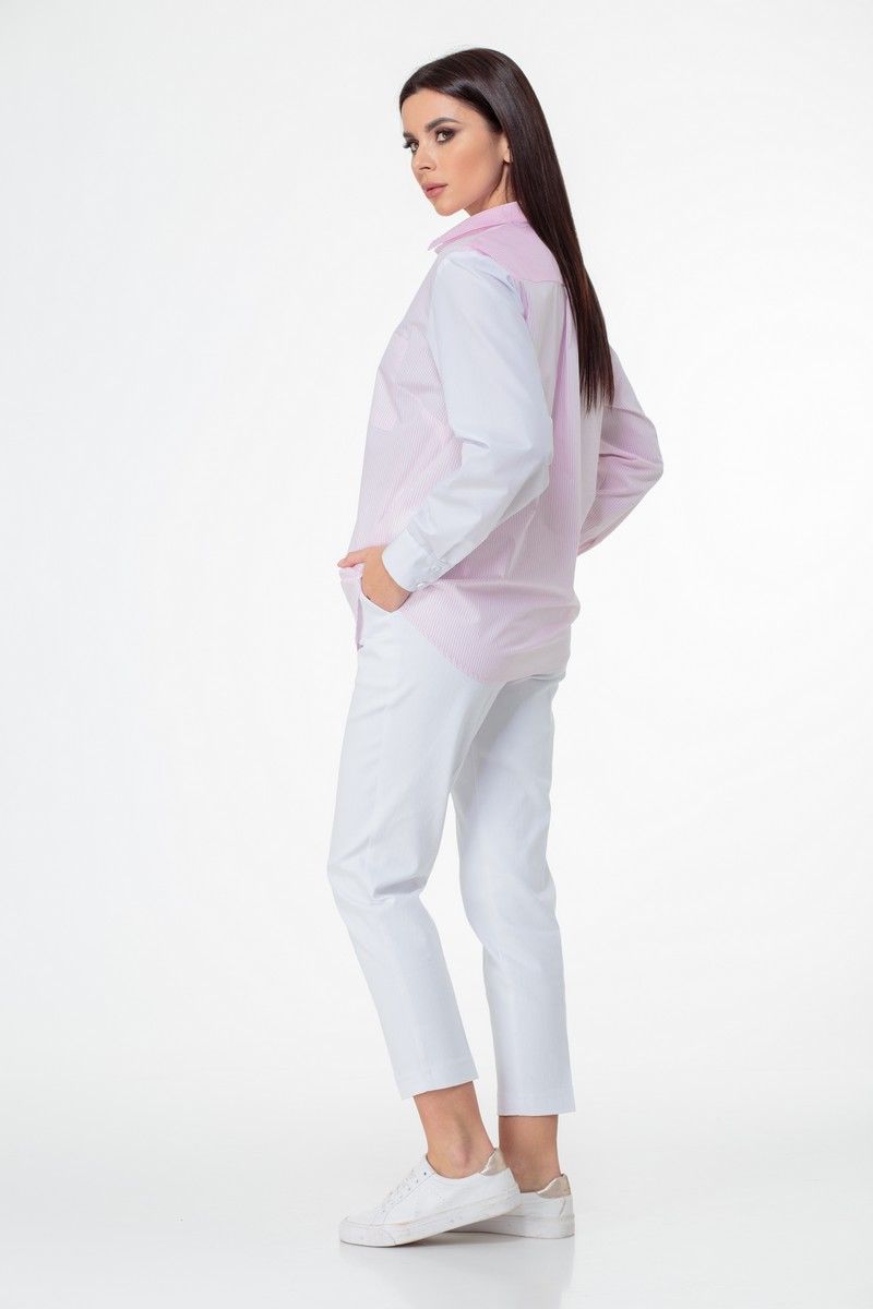 Блузы Anelli 893 бело-розовый