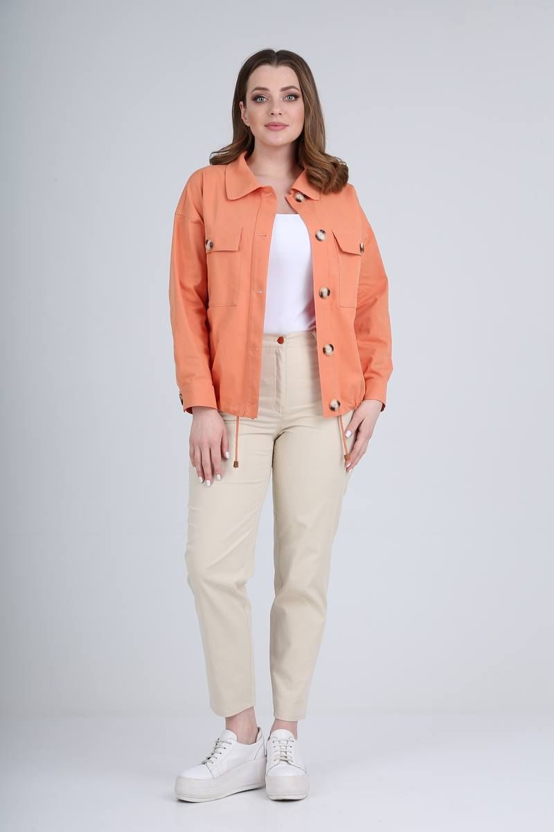 Женский комплект с курткой Verita 2094 кораллово-оранжевый/кремовый