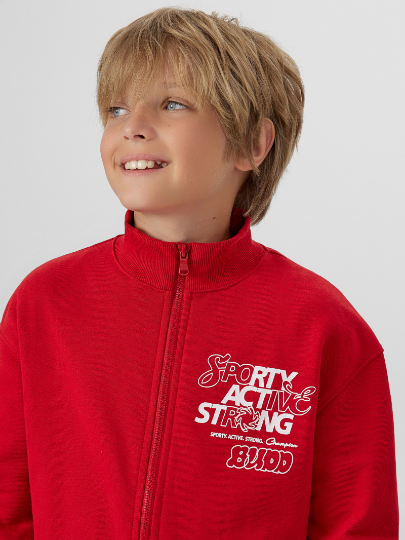 Толстовки Mark Formelle 123448/24-29404П-7 алый_печать_1_сл_на_ЛВ_дет_пер_1сл_на_спинке