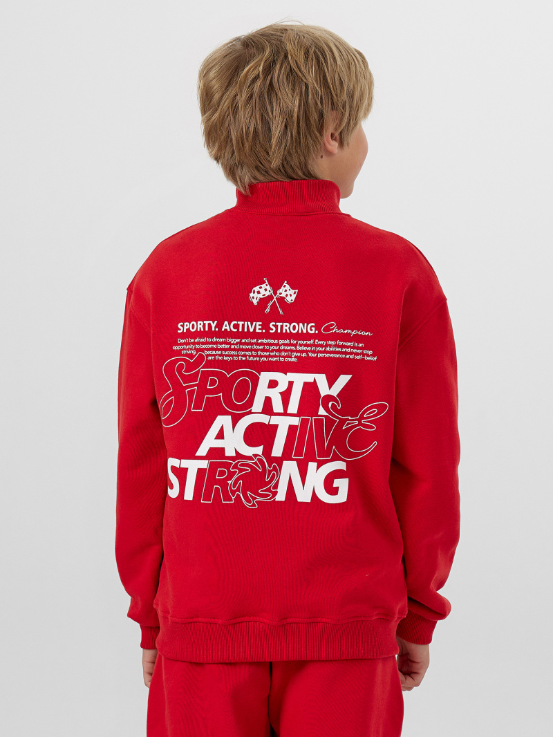 Толстовки Mark Formelle 123448/24-29405П-7 алый_печать_1_сл_на_ЛВ_дет_пер_1сл_на_спинке