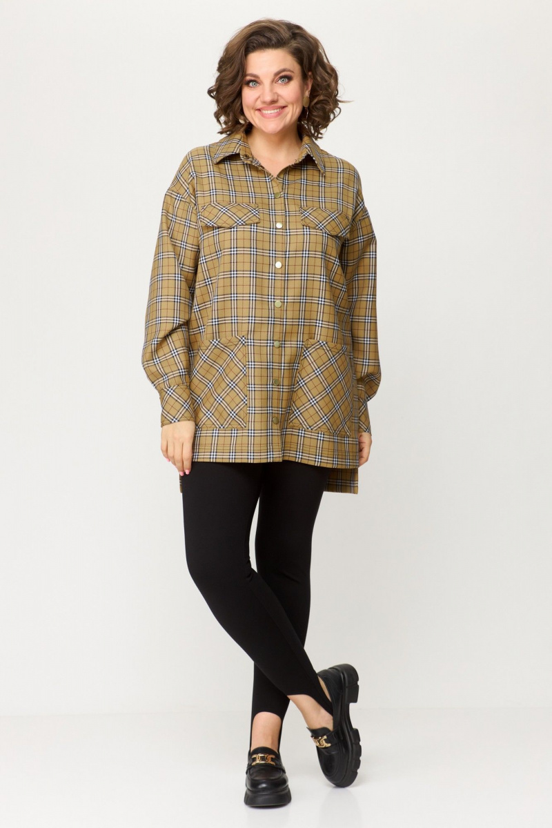Рубашки Avenue Fashion 0342 песочный_клетка