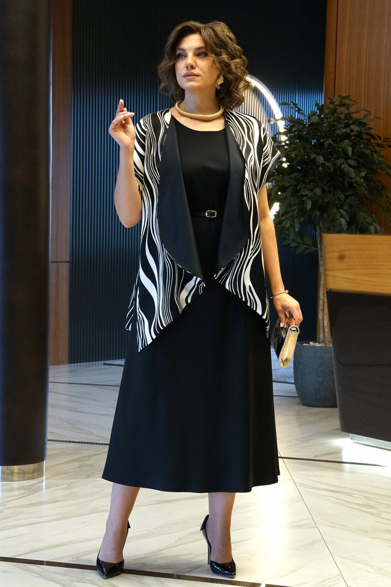 Плательный комплект Alani Collection 2434 черно-белый
