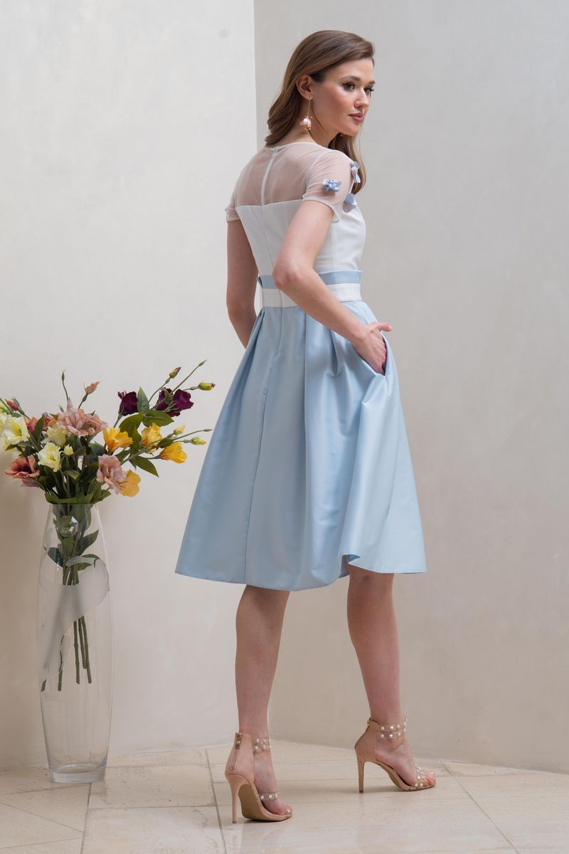 Платья Condra 4226 голубой-белый
